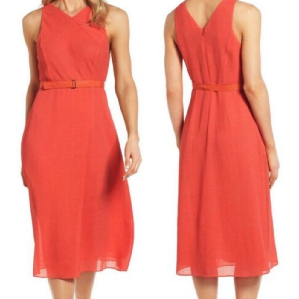 Classiques Entier Coral Sleeveless Belted Dress 8 - Picture 1 of 8